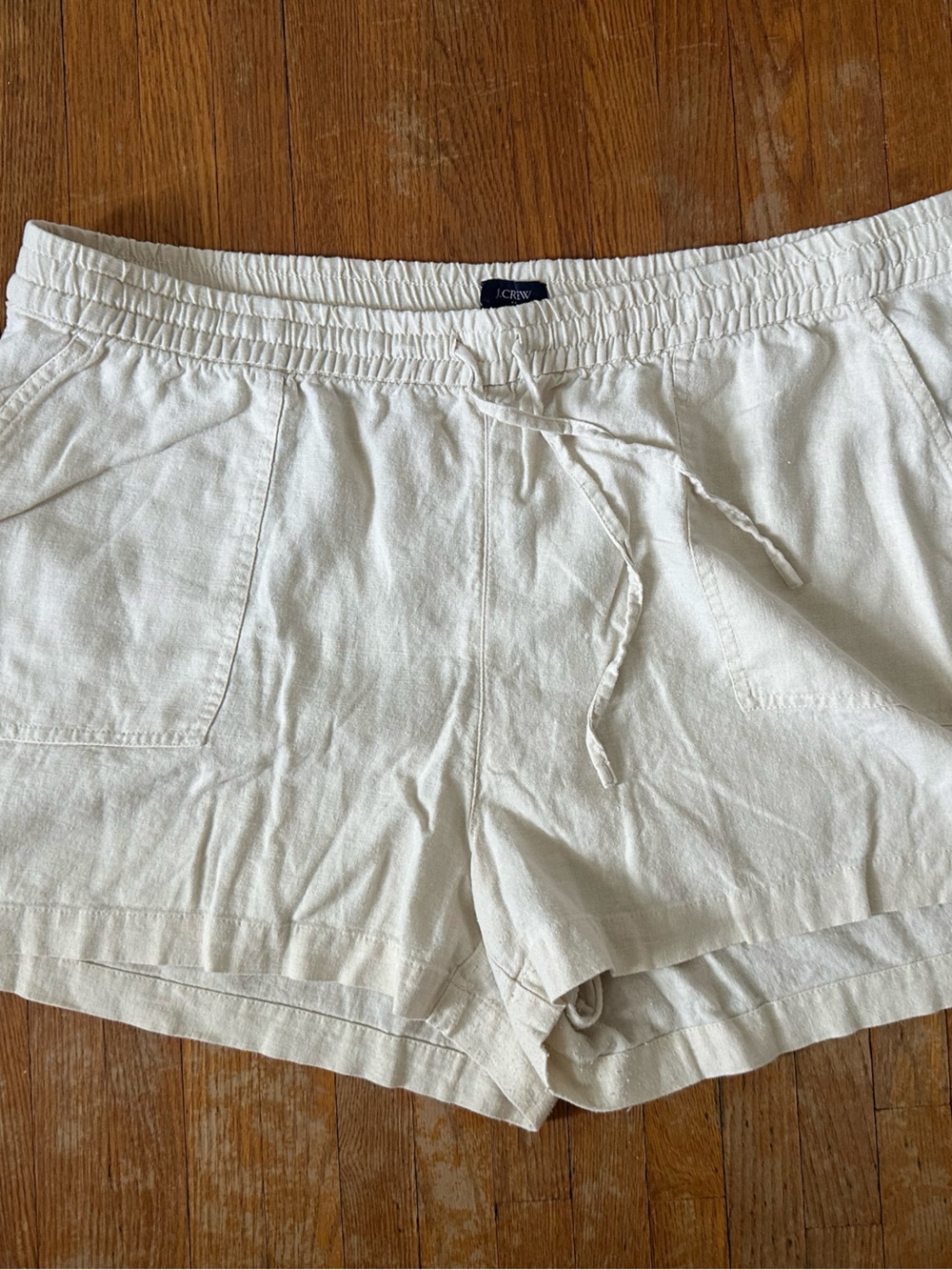 J. Crew Off-White Drawstring Linen-Blend Shorts